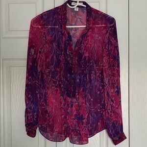 Coldwater Creek Pink and Purple Floral Blouse